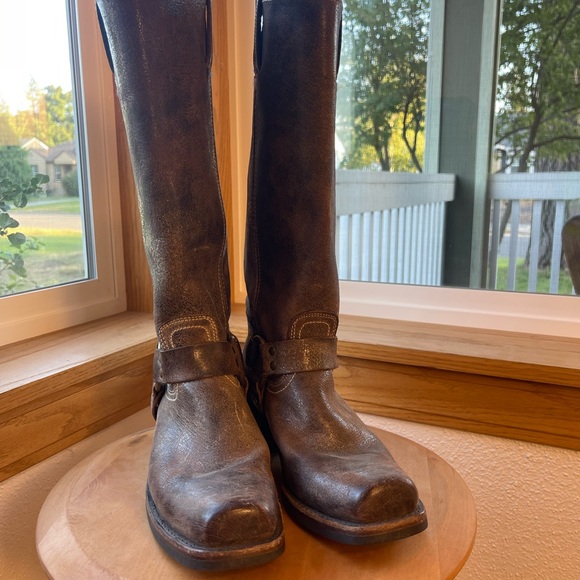 FRYE Harness 15R Brown Tall Knee High Biker Moto Motorcycle Boots - Picture 16 of 16